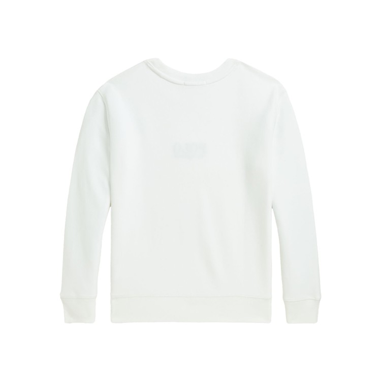 RALPH LAUREN Felpa bianca girocollo con stampa logo bambini