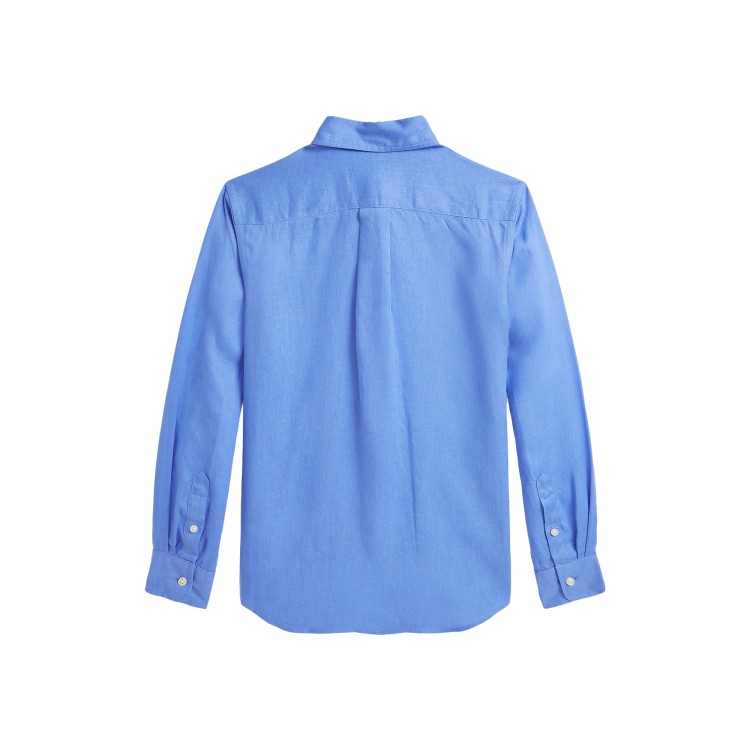 RALPH LAUREN Camicia azzurra in lino bambino