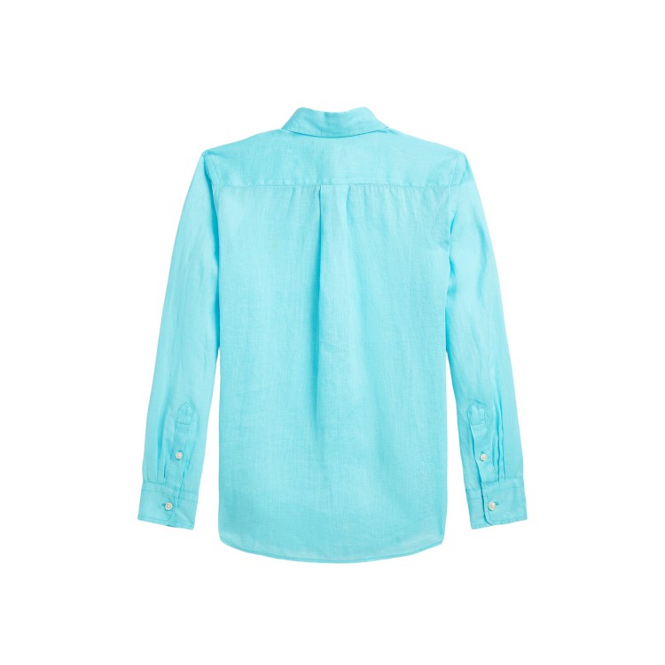 RALPH LAUREN Camicia verde acqua in lino bambini