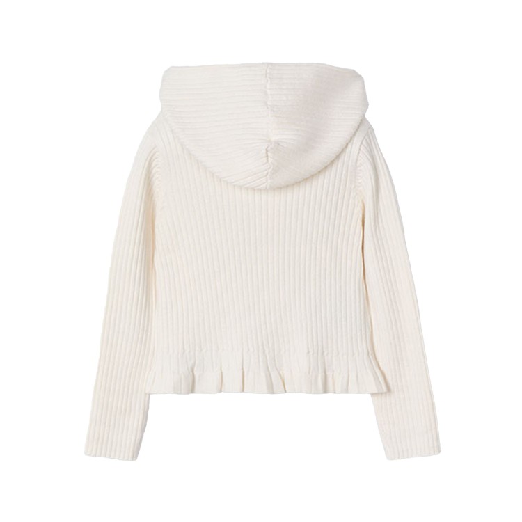 MAYORAL Felpa avorio a costine full-zip con cappuccio bambina