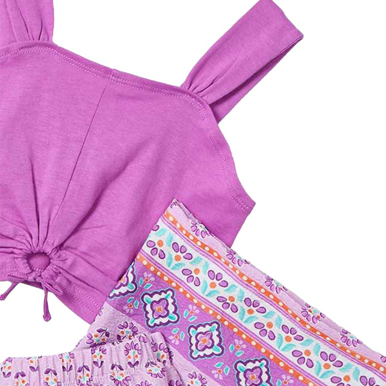 MAYORAL Completo bianco e porpora stampato bambina