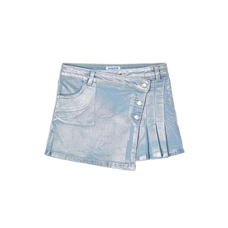 MAYORAL Gonna asimmetrica in denim metallizzato bambina