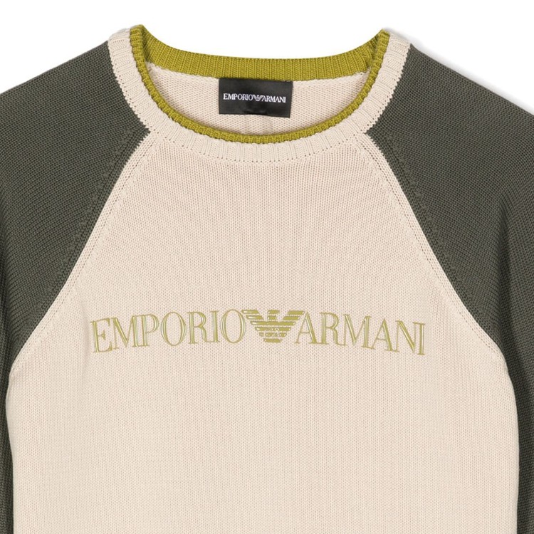 EMPORIO ARMANI Maglione girocollo in puro cotone lime bambino