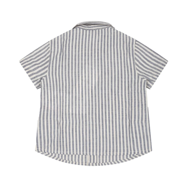 EMPORIO ARMANI Camicia rigata manica corta grigio panna neonato