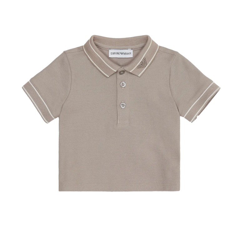 EMPORIO ARMANI Polo in jersey di puro cotone beige neonato