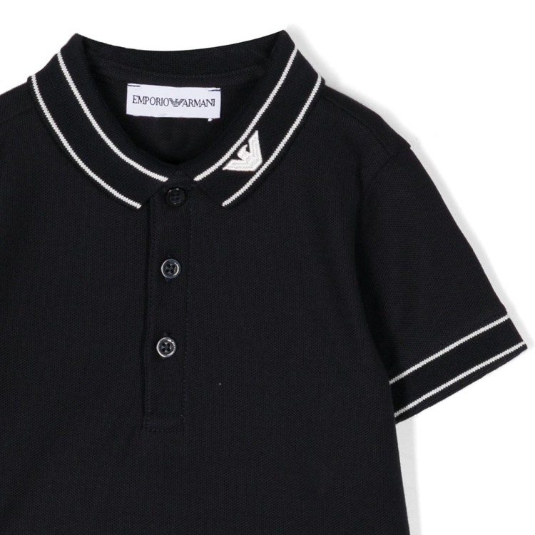 EMPORIO ARMANI Polo in jersey di puro cotone blu neonato