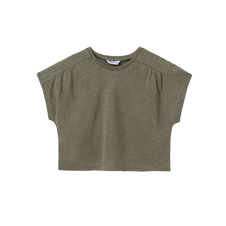MAYORAL T-shirt verde scuro cropped bambina