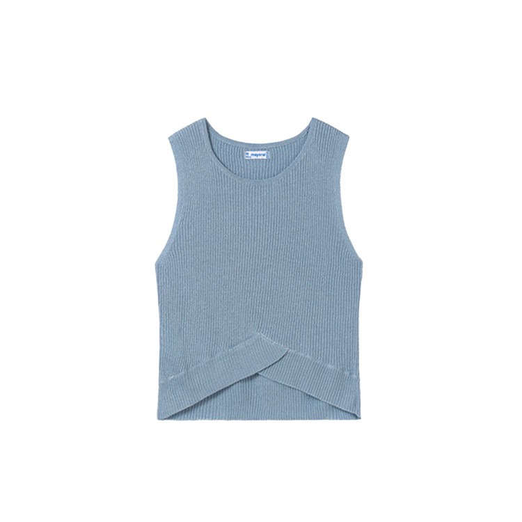 MAYORAL Top celeste tricot incrociato bambina