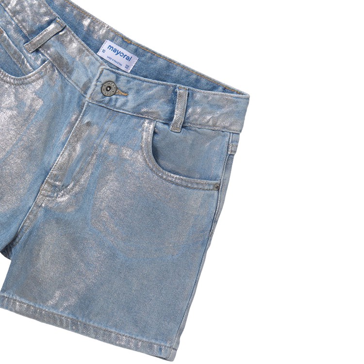 MAYORAL Short in jeans effetto metallizzato bambina