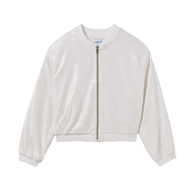 MAYORAL Giacca bomber bianca lustrini bambina