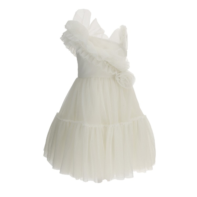 MONNALISA Abito monospalla bianco bambina