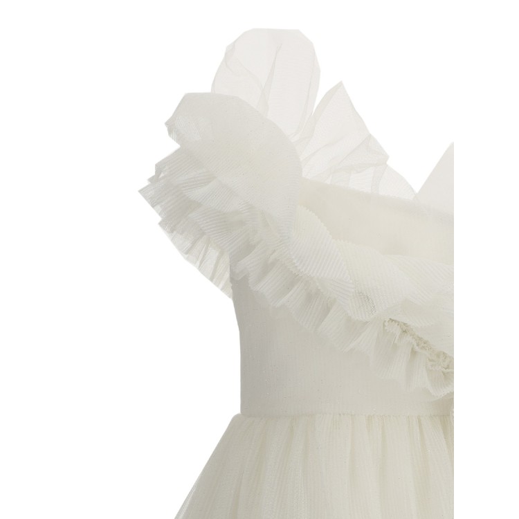 MONNALISA Abito monospalla bianco bambina