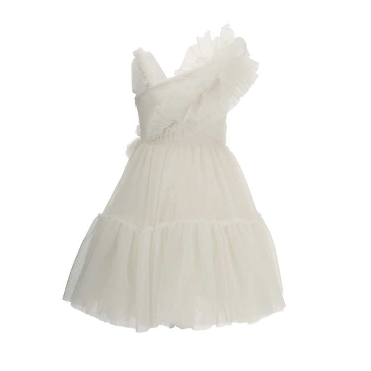 MONNALISA Abito monospalla bianco bambina