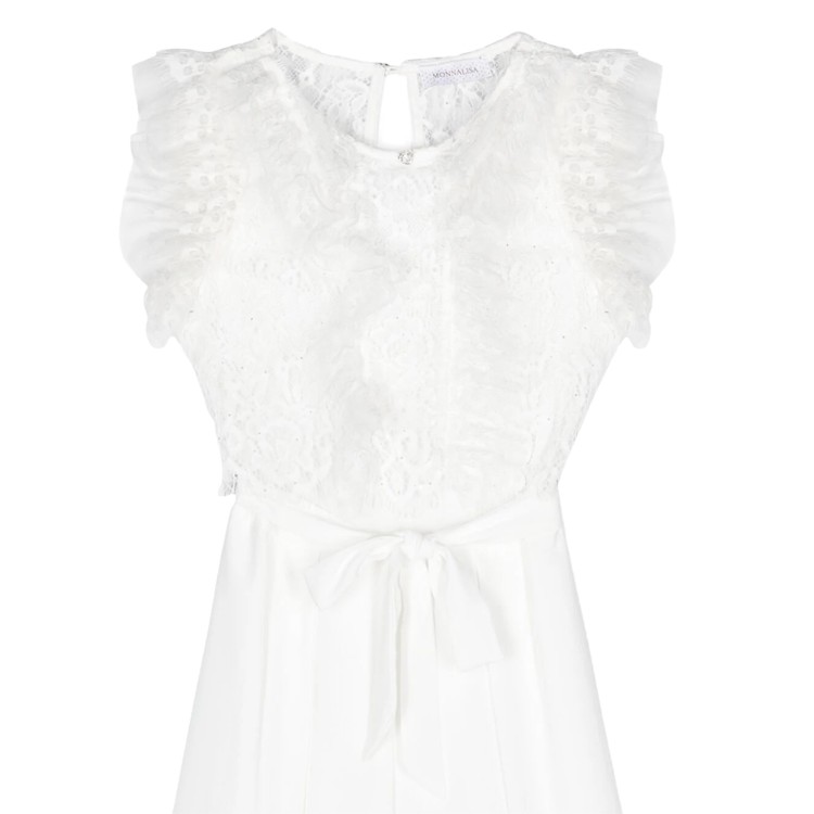 MONNALISA Tuta rasetto elegante panna opaco bambina