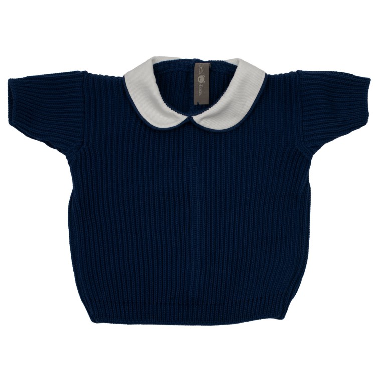 LITTLE BEAR Maglia maglia in filo cotone a coste blu neonato