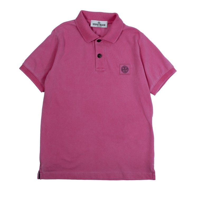 STONE ISLAND Polo fucsia con logo bambino