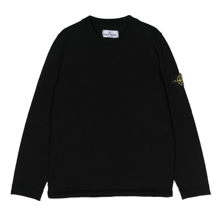 STONE ISLAND Maglia girocollo cotone organico nero bambino