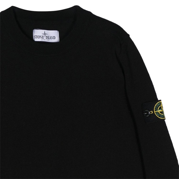 STONE ISLAND Maglia girocollo cotone organico nero bambino