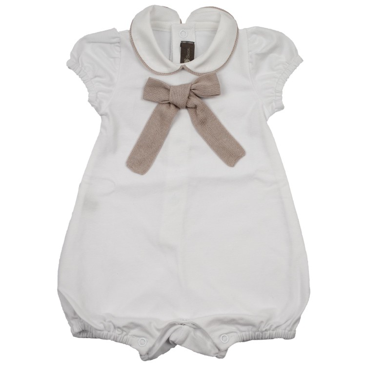 LITTLE BEAR Pagliaccetto cotone  bianco e corda per neonati