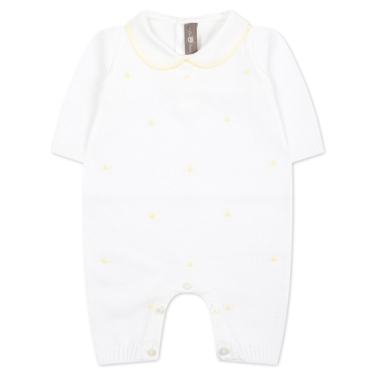 LITTLE BEAR Tutina in cotone bianco giallo  per neonato