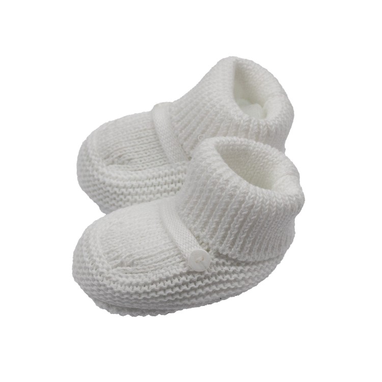 LITTLE BEAR Babucce in filo bianche neonati