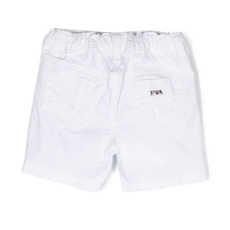 EMPORIO ARMANI Shorts denim con logo bianco neonato
