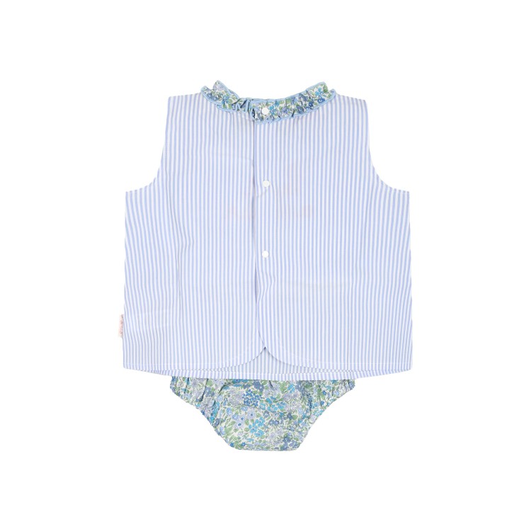 SAINT BARTH Set celeste due pezzi con ricamo neonata