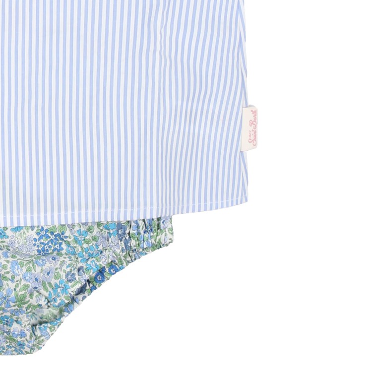 SAINT BARTH Set celeste due pezzi con ricamo neonata