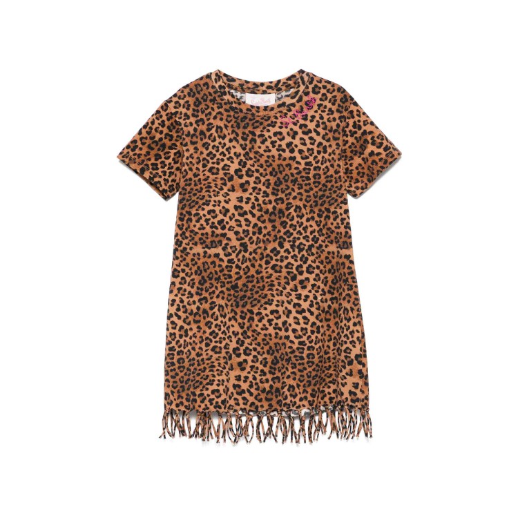 SAINT BARTH Abito leopardato con frange bambina