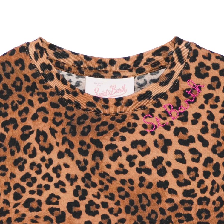 SAINT BARTH Abito leopardato con frange bambina