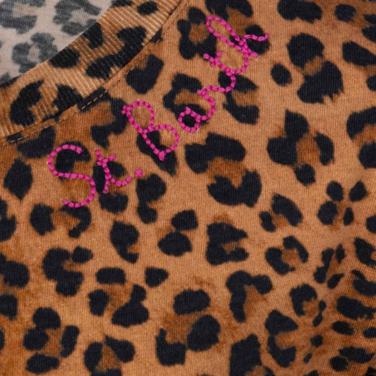 SAINT BARTH Abito leopardato con frange bambina