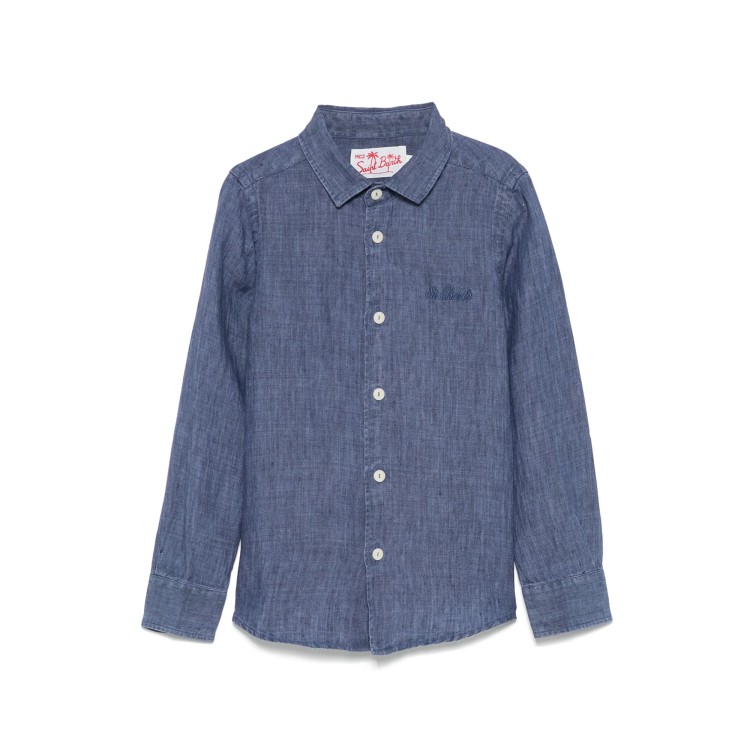 SAINT BARTH Camicia Agnes in lino denim dark bambino
