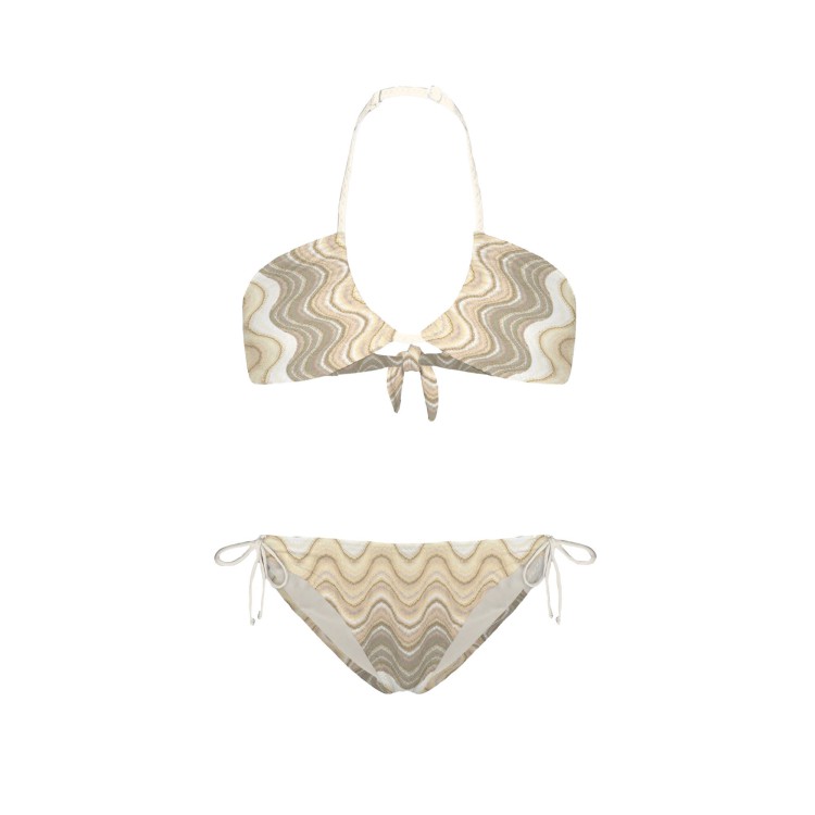 SAINT BARTH Bikini Aryanna beige a onde bambina