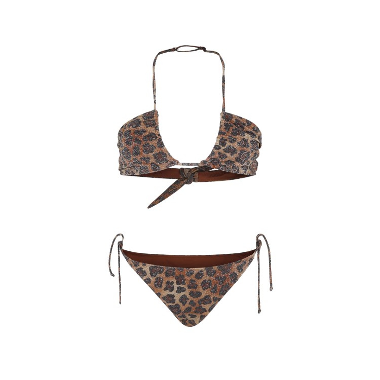 SAINT BARTH Bikini Aryanna leopardato lurex bambina