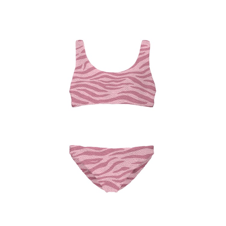 SAINT BARTH Bikini arricciato rosa zebrato bambina
