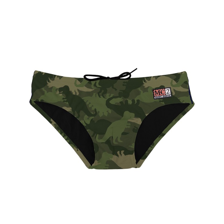 SAINT BARTH Slip da bagno camo a dinosauri bambino