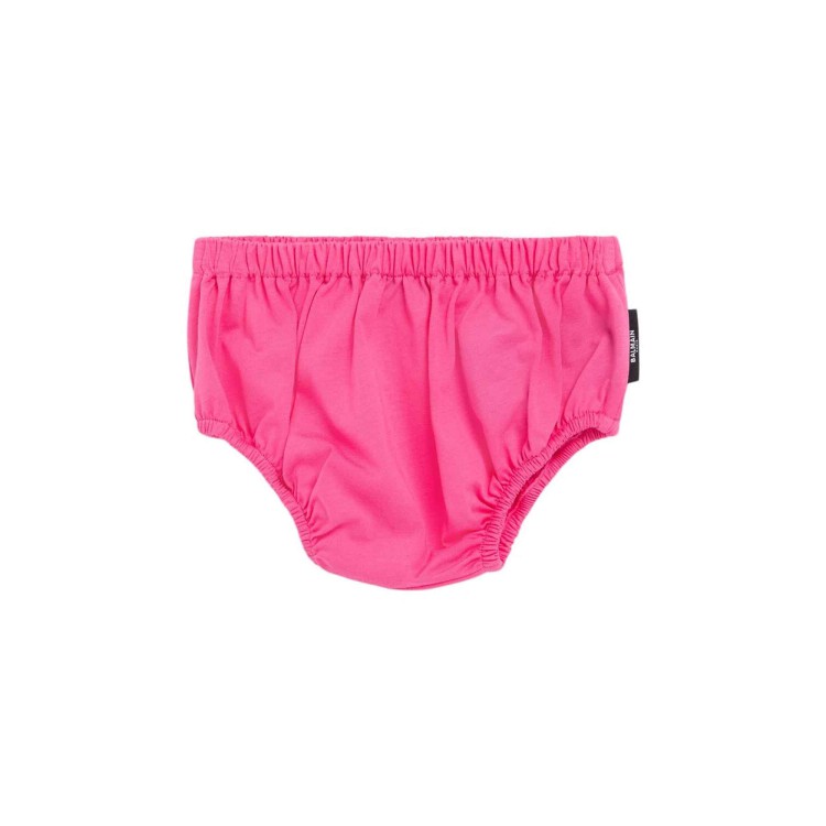 BALMAIN Abito fucsia logato con culotte neonata