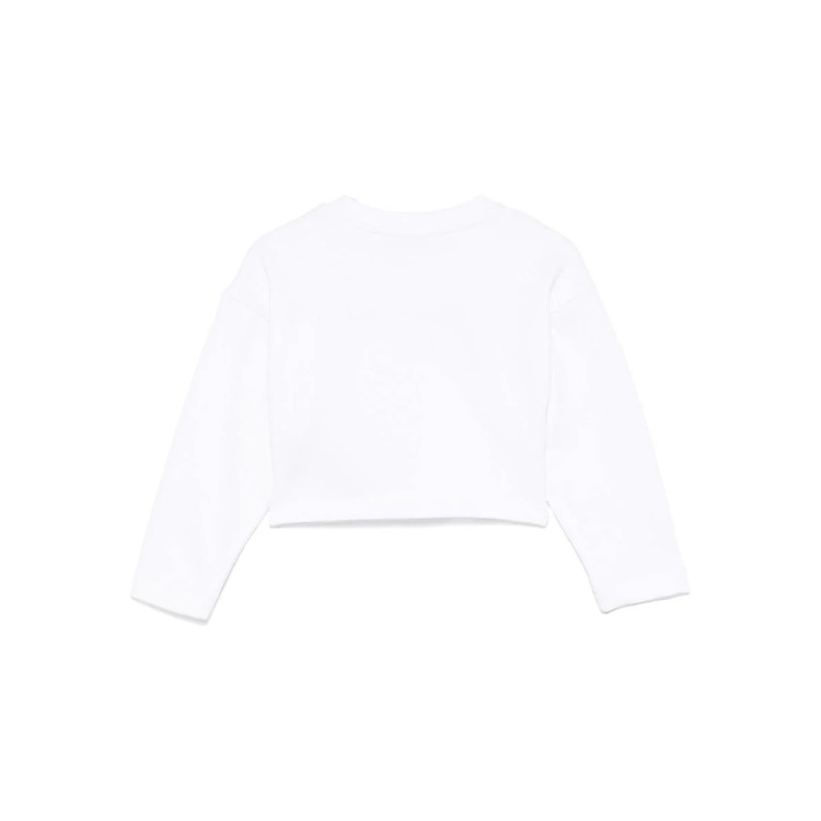 BALMAIN Felpa bianca cropped con logo strass bambina