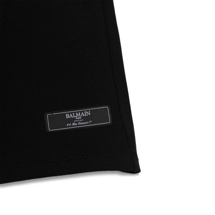 BALMAIN Shorts neri con applicazione logo frontale bambino