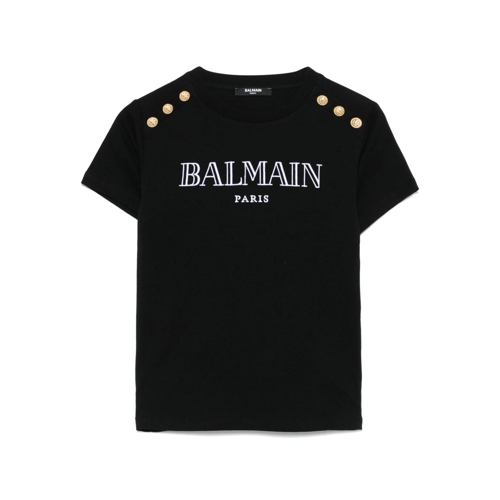BALMAIN T-shirt nera con...