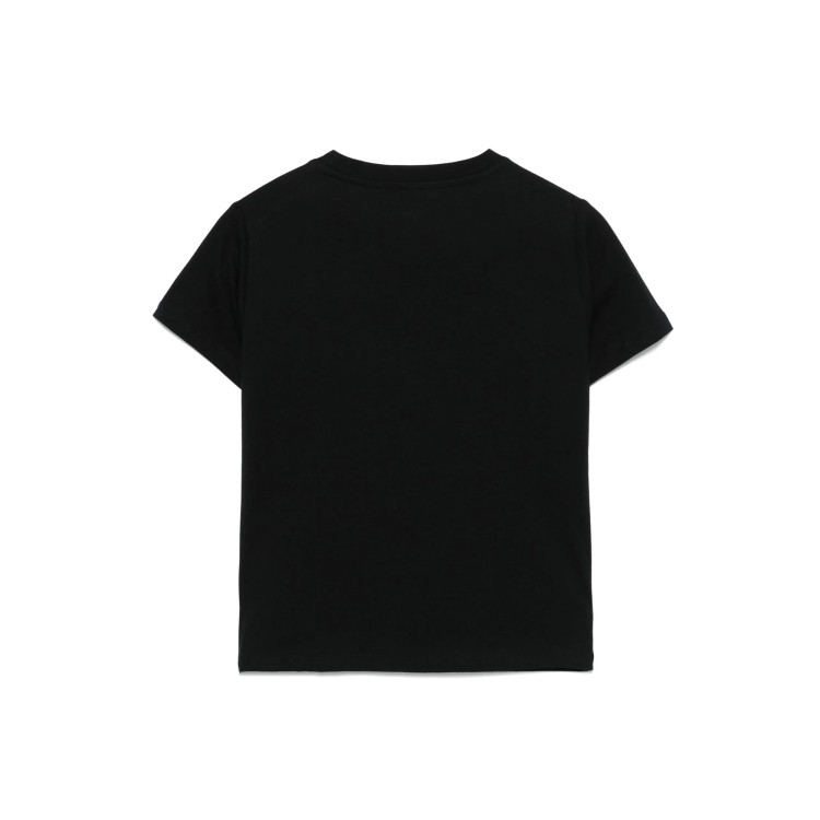 BALMAIN T-shirt nera con logo ricamato e bottoni dorati bambina