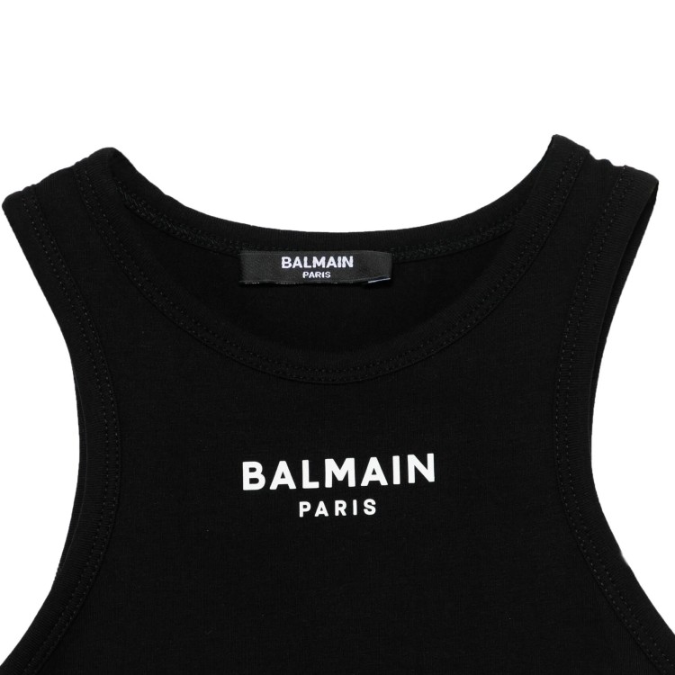 BALMAIN Canotta nera con logo gommato bambina