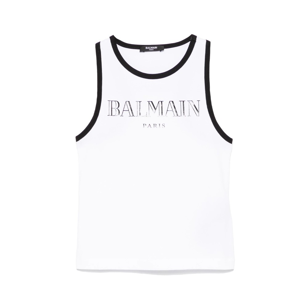 BALMAIN Canotta bianca con...