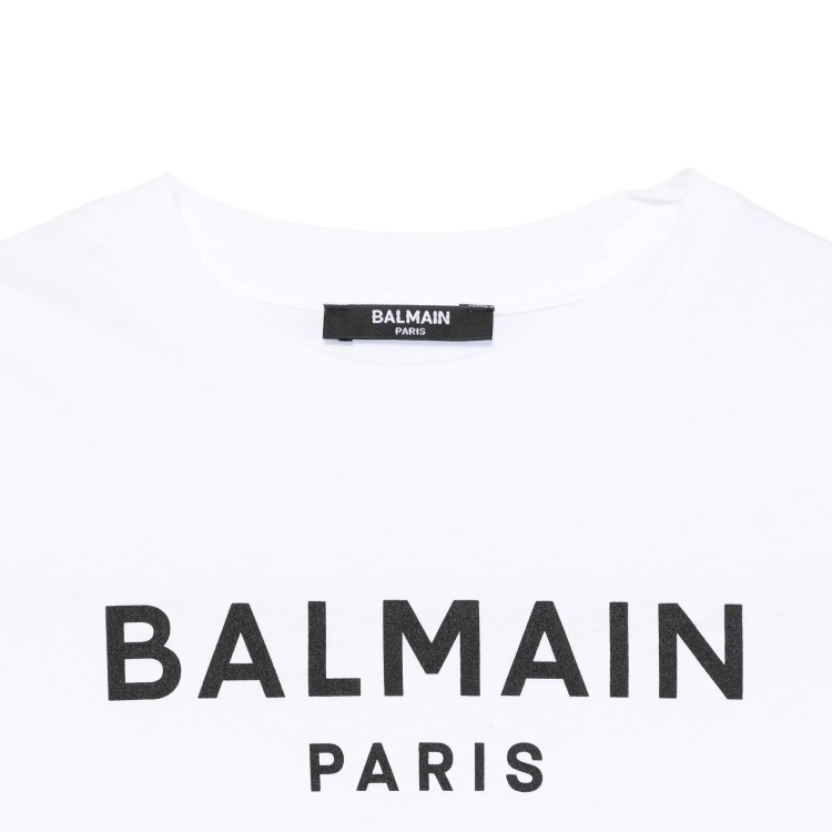 BALMAIN T-shirt bianca con logo frontale bambini