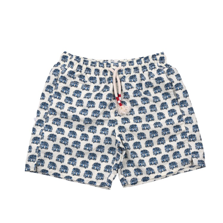 SAINT BARTH Costume bianco stampa elefanti bambino