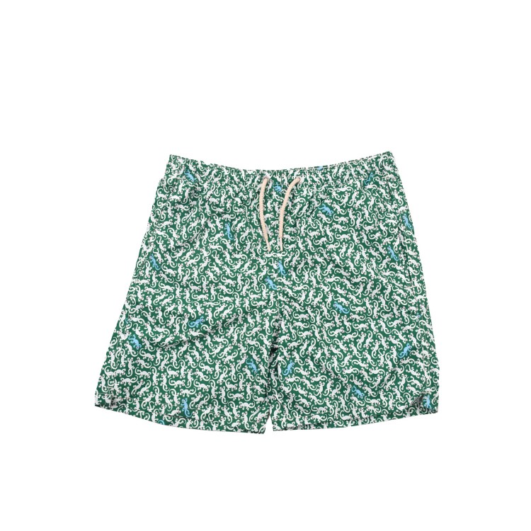 SAINT BARTH Costume verde con stampa gecko all-over bambino