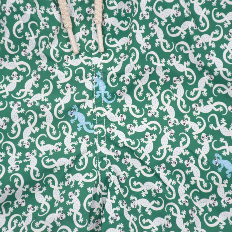 SAINT BARTH Costume verde con stampa gecko all-over bambino