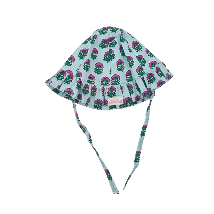 SAINT BARTH Cappellino turchese con stampa all-over neonata
