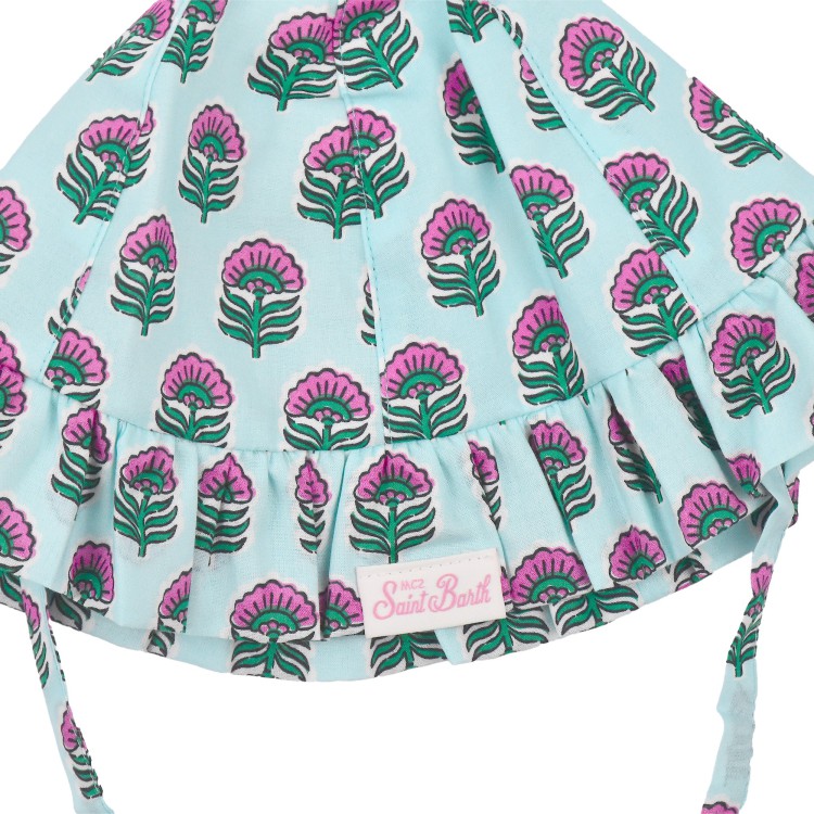 SAINT BARTH Cappellino turchese con stampa all-over neonata