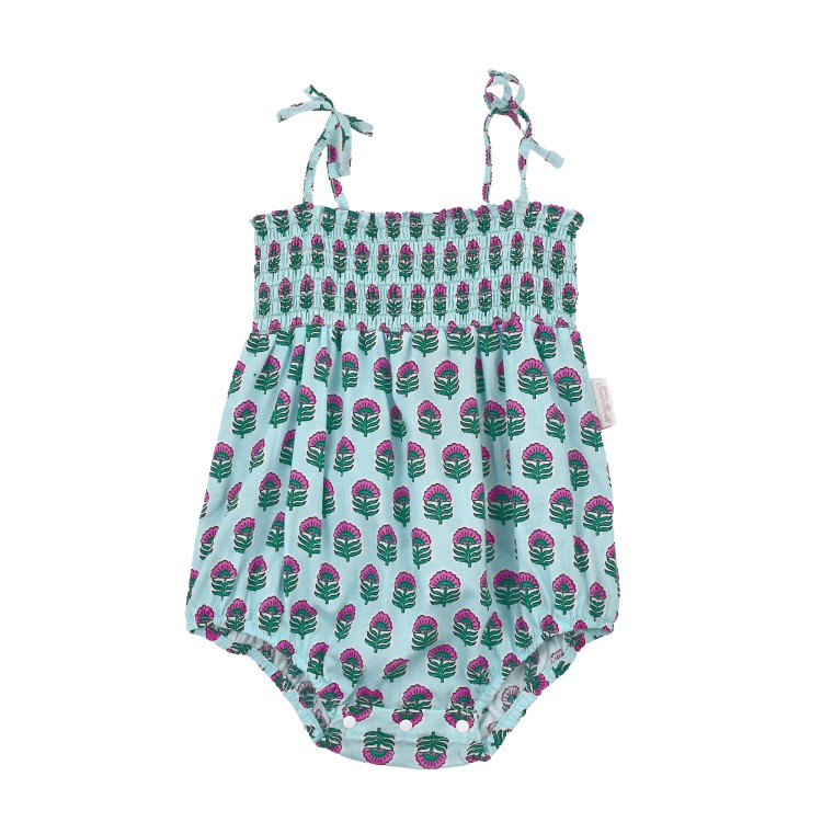 SAINT BARTH Body turchese con stampa all-over neonata